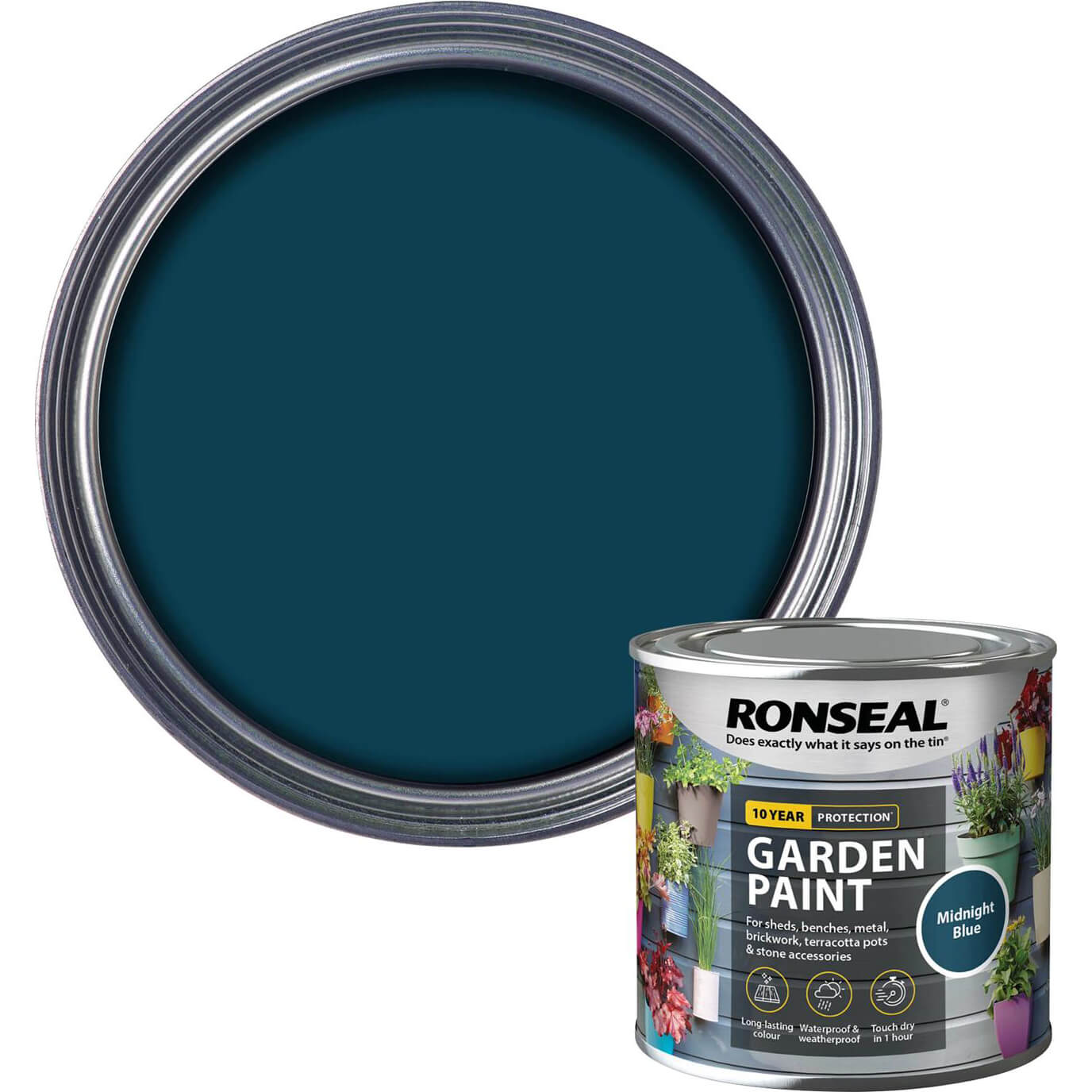 Image of Ronseal General Purpose Garden Paint Midnight Blue 250ml
