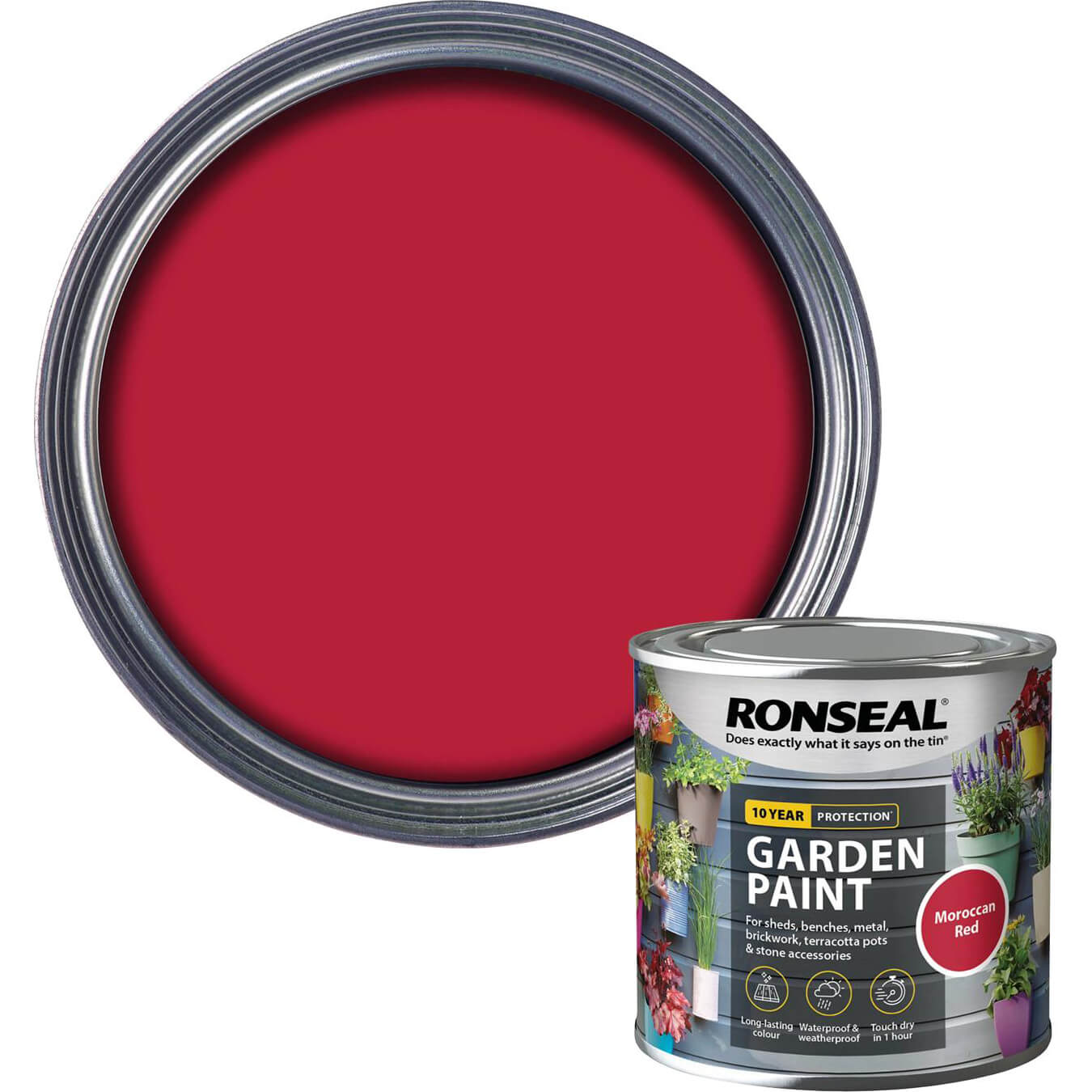Image of Ronseal General Purpose Garden Paint Moroccan Red 250ml