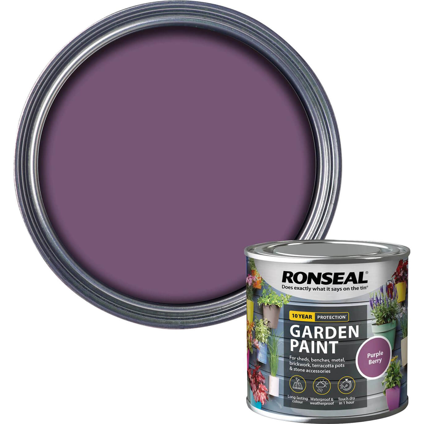Image of Ronseal General Purpose Garden Paint Purple Berry 250ml