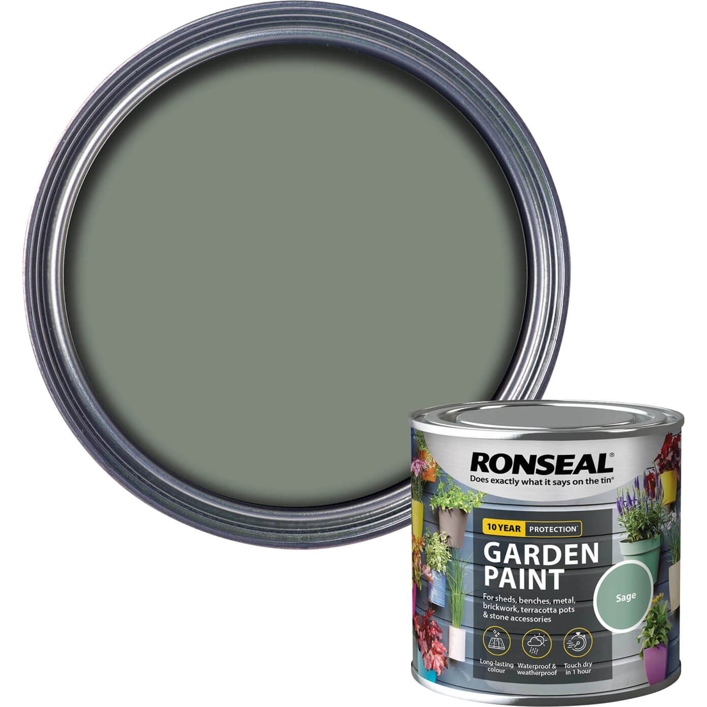 Image of Ronseal General Purpose Garden Paint Sage 250ml