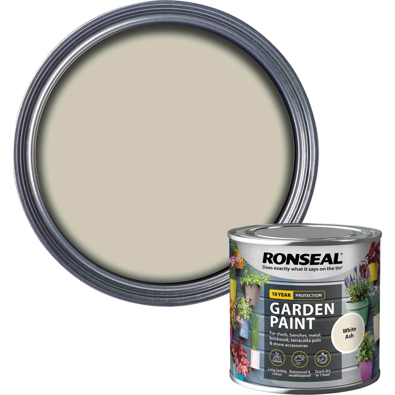 Image of Ronseal General Purpose Garden Paint White Ash 250ml