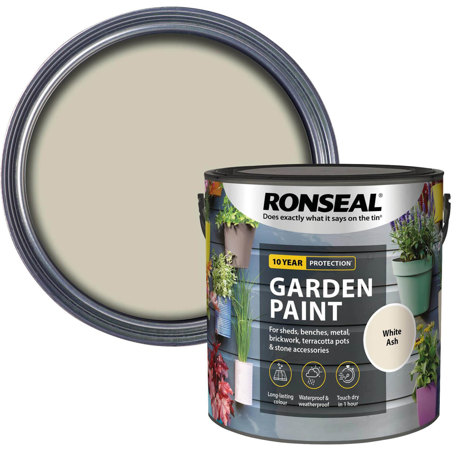 Image of Ronseal General Purpose Garden Paint White Ash 2.5l