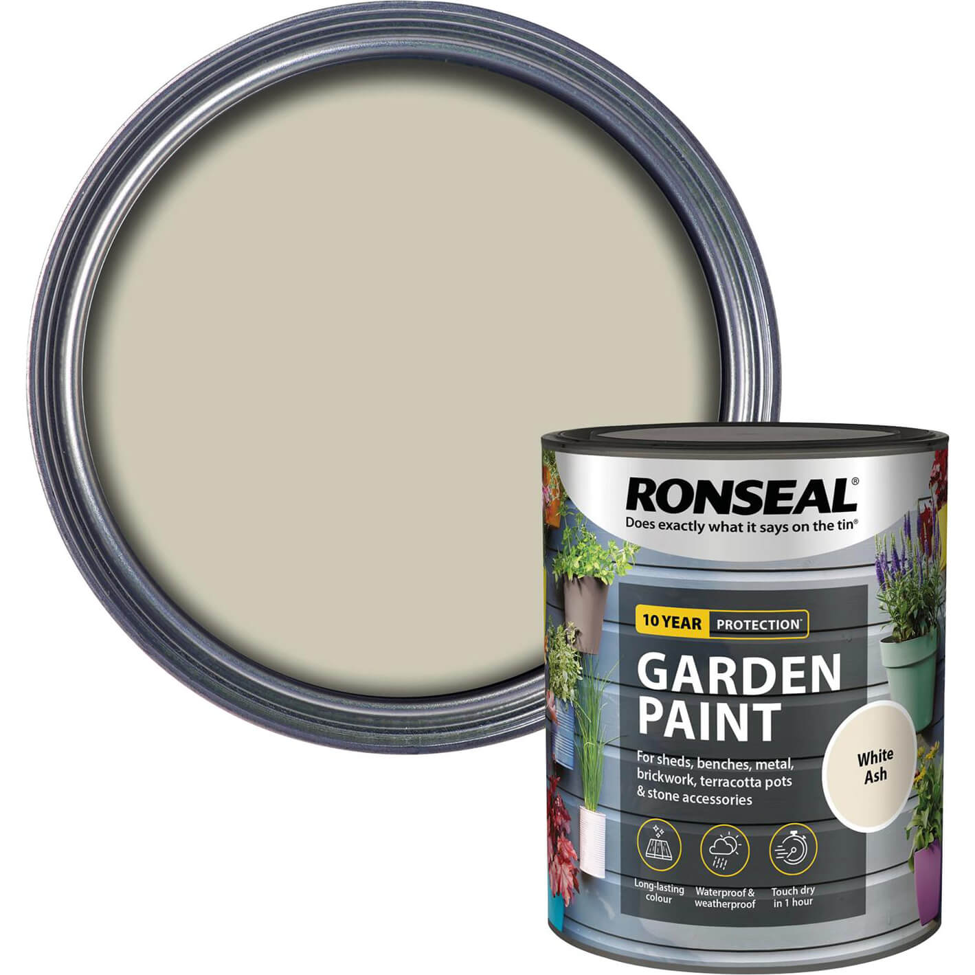 Image of Ronseal General Purpose Garden Paint White Ash 750ml
