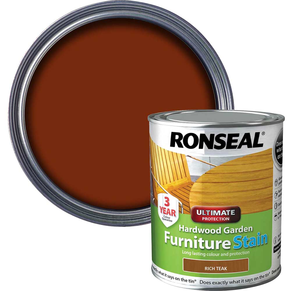 Image of Ronseal Hardwood Furniture Stain Rich Teak 750ml