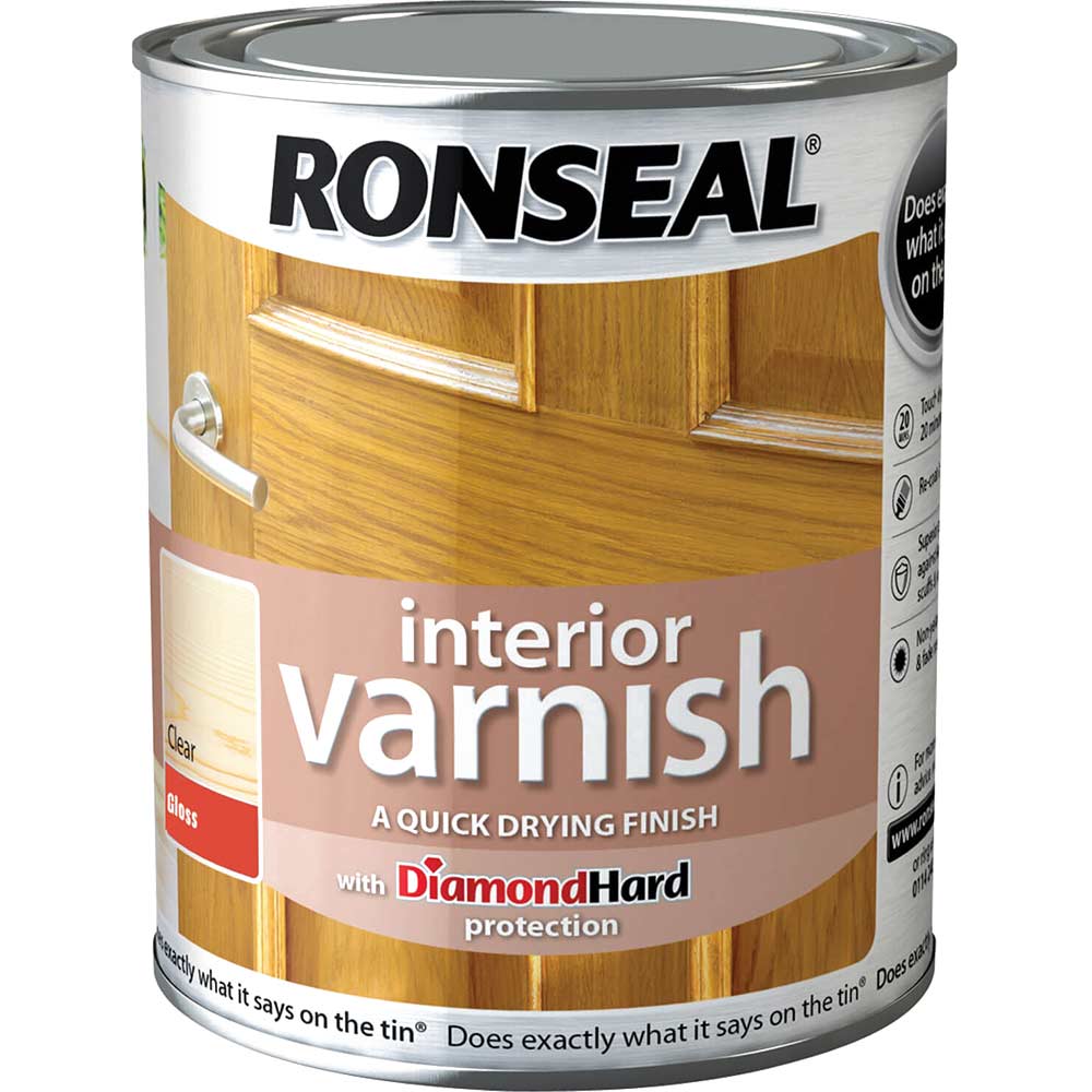 Image of Ronseal Interior Quick Dry Gloss Varnish Clear 250ml