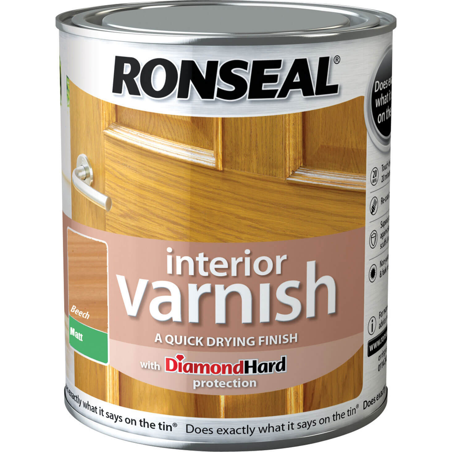 Image of Ronseal Interior Matt Quick Dry Varnish Beech 250ml