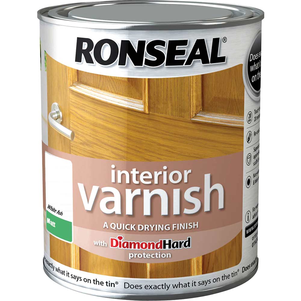 Image of Ronseal Interior Matt Quick Dry Varnish White Ash 750ml