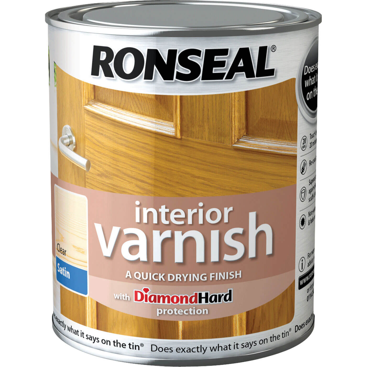 Image of Ronseal Interior Satin Quick Dry Varnish Clear 250ml