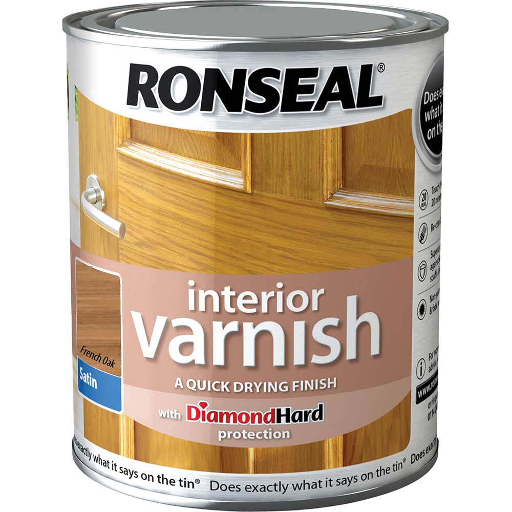 Image of Ronseal Interior Satin Quick Dry Varnish French Oak 750ml