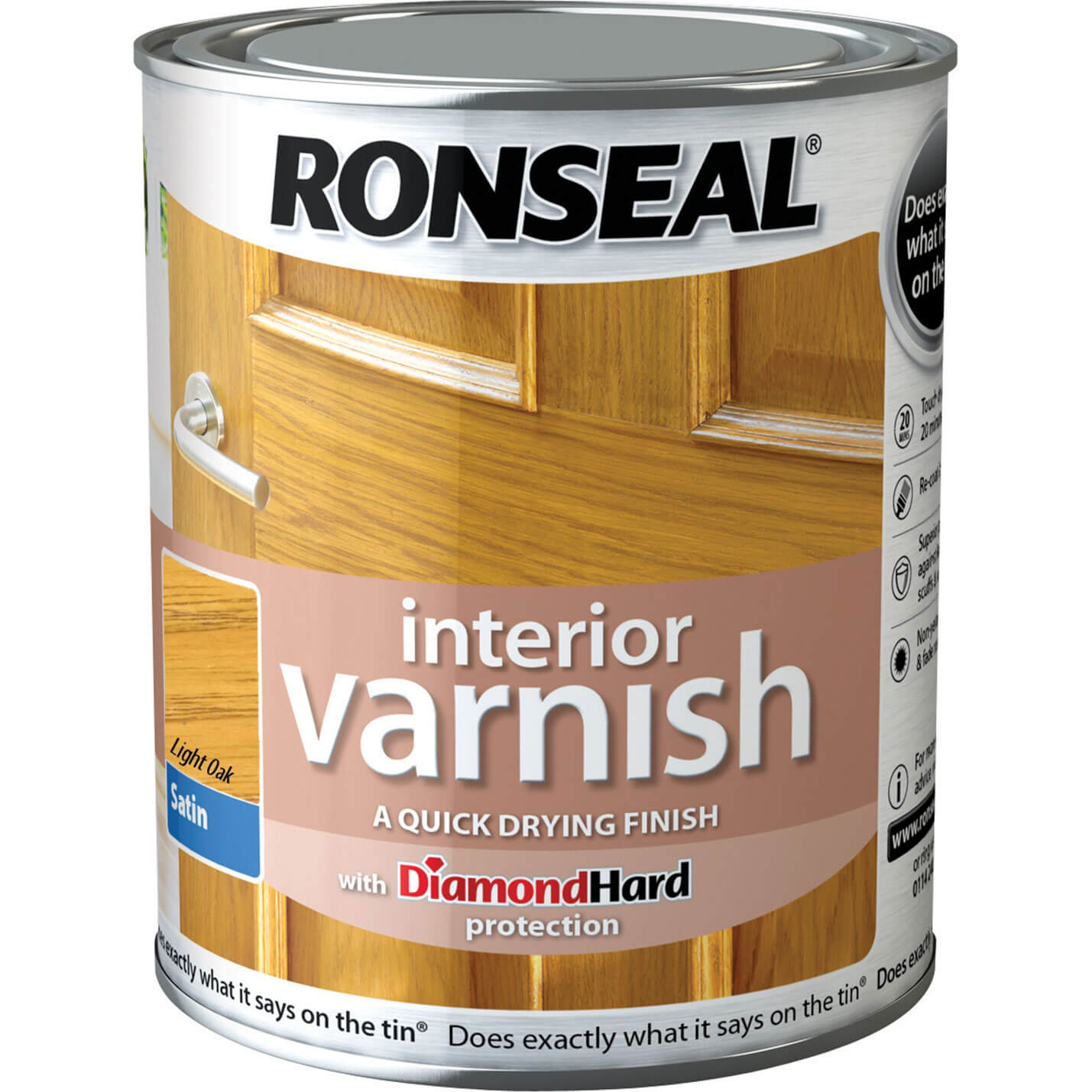 Image of Ronseal Interior Satin Quick Dry Varnish Light Oak 250ml