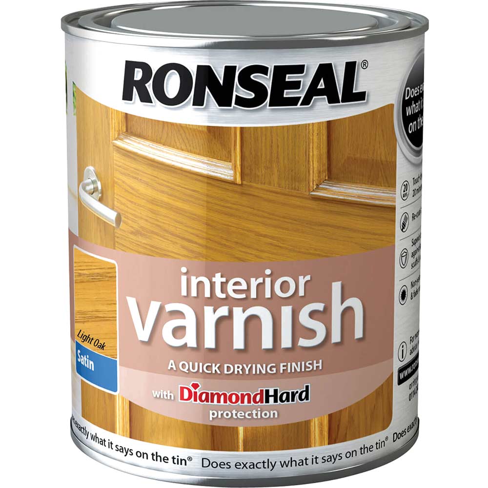 Image of Ronseal Interior Satin Quick Dry Varnish Light Oak 250ml