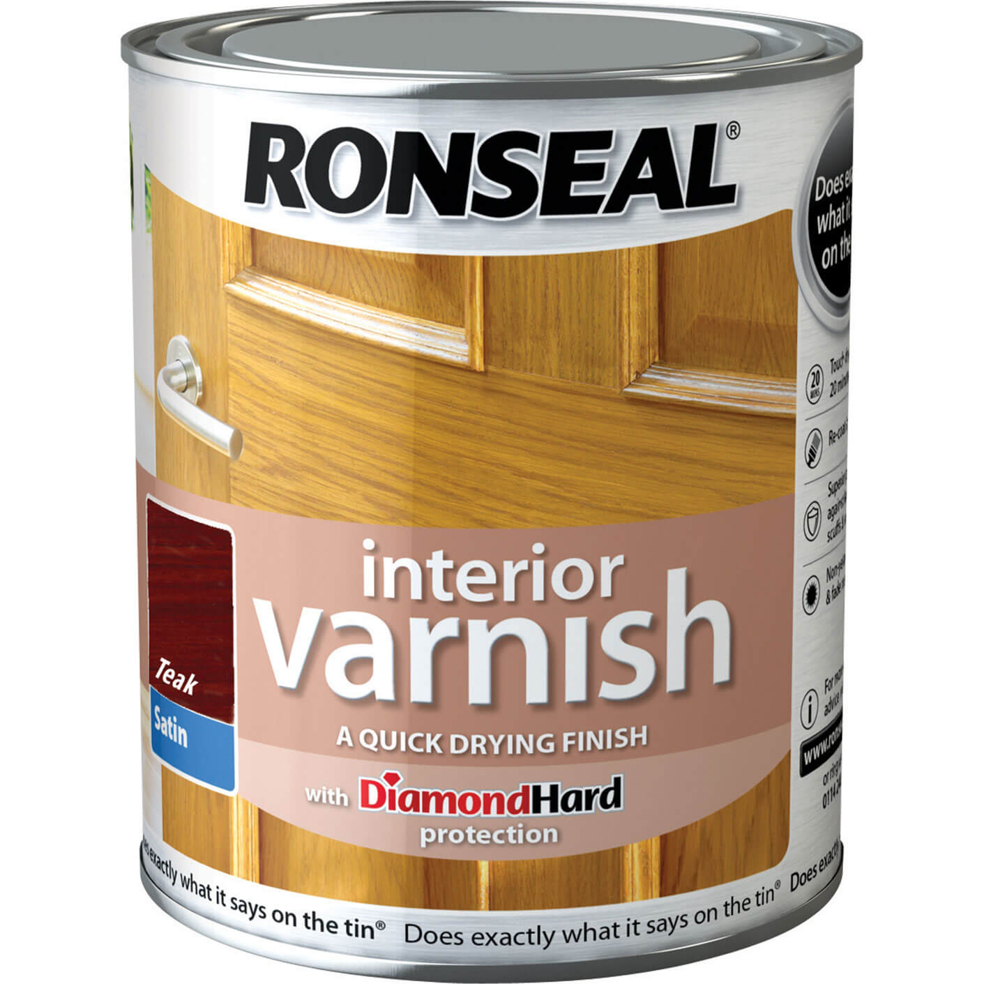 Image of Ronseal Interior Satin Quick Dry Varnish Teak 250ml