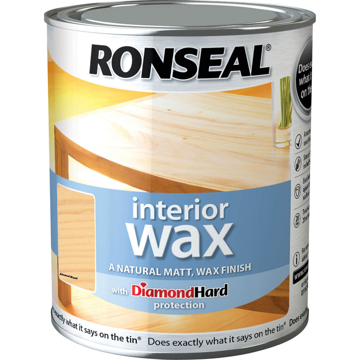 Image of Ronseal Interior Wax Almond Wood 750ml
