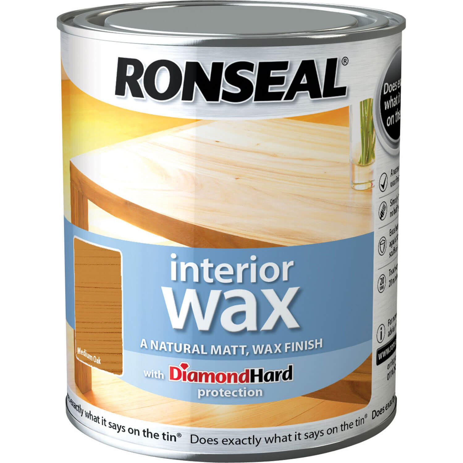 Image of Ronseal Interior Wax Medium Oak 750ml