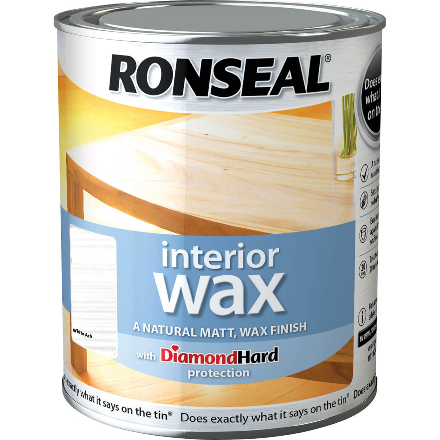 Image of Ronseal Interior Wax White Ash 750ml