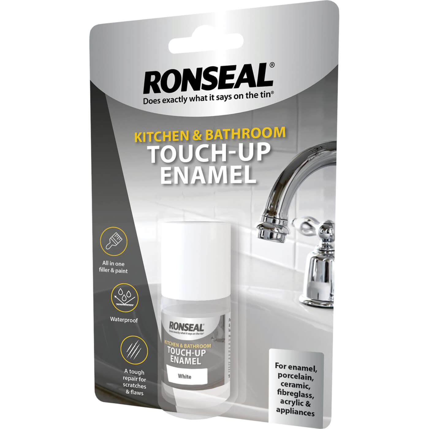 Image of Ronseal Kitchen and Bathroom Touch Up Enamel Paint 10ml