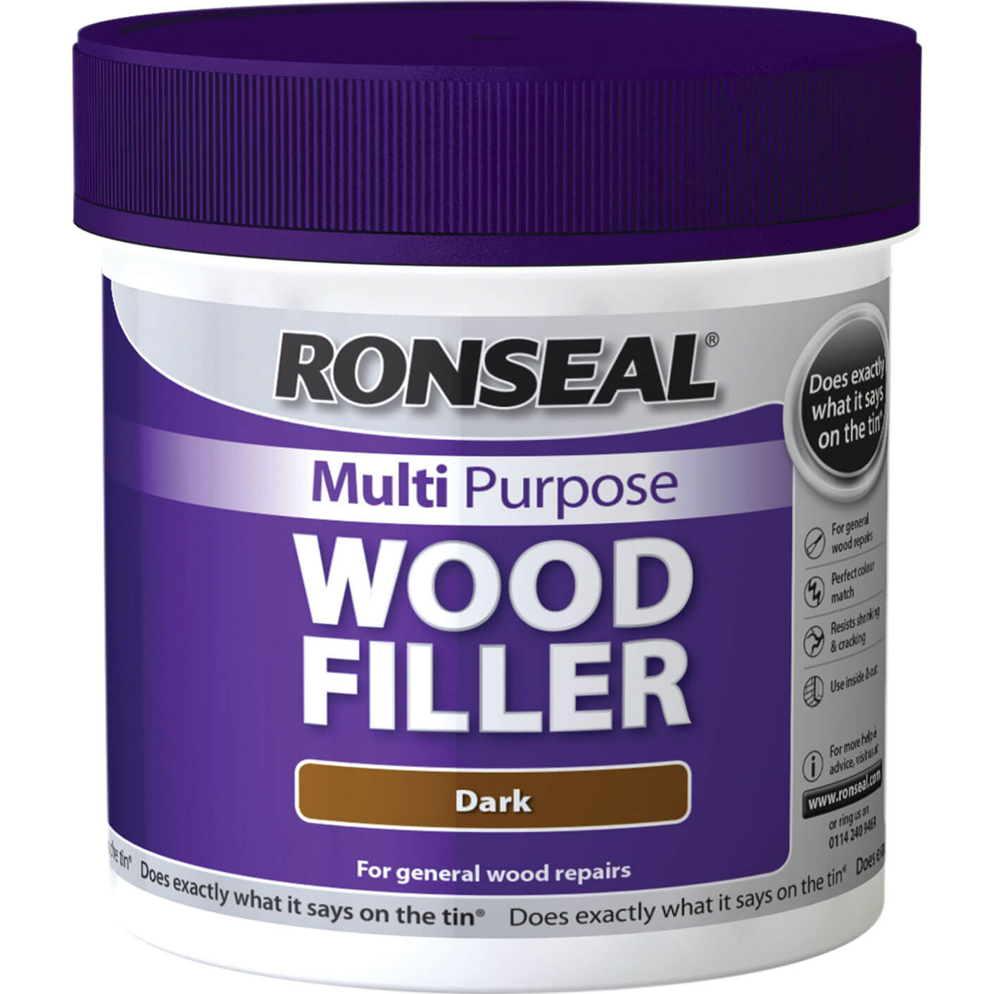 Image of Ronseal Multi Purpose Wood Filler Tub Dark 465g