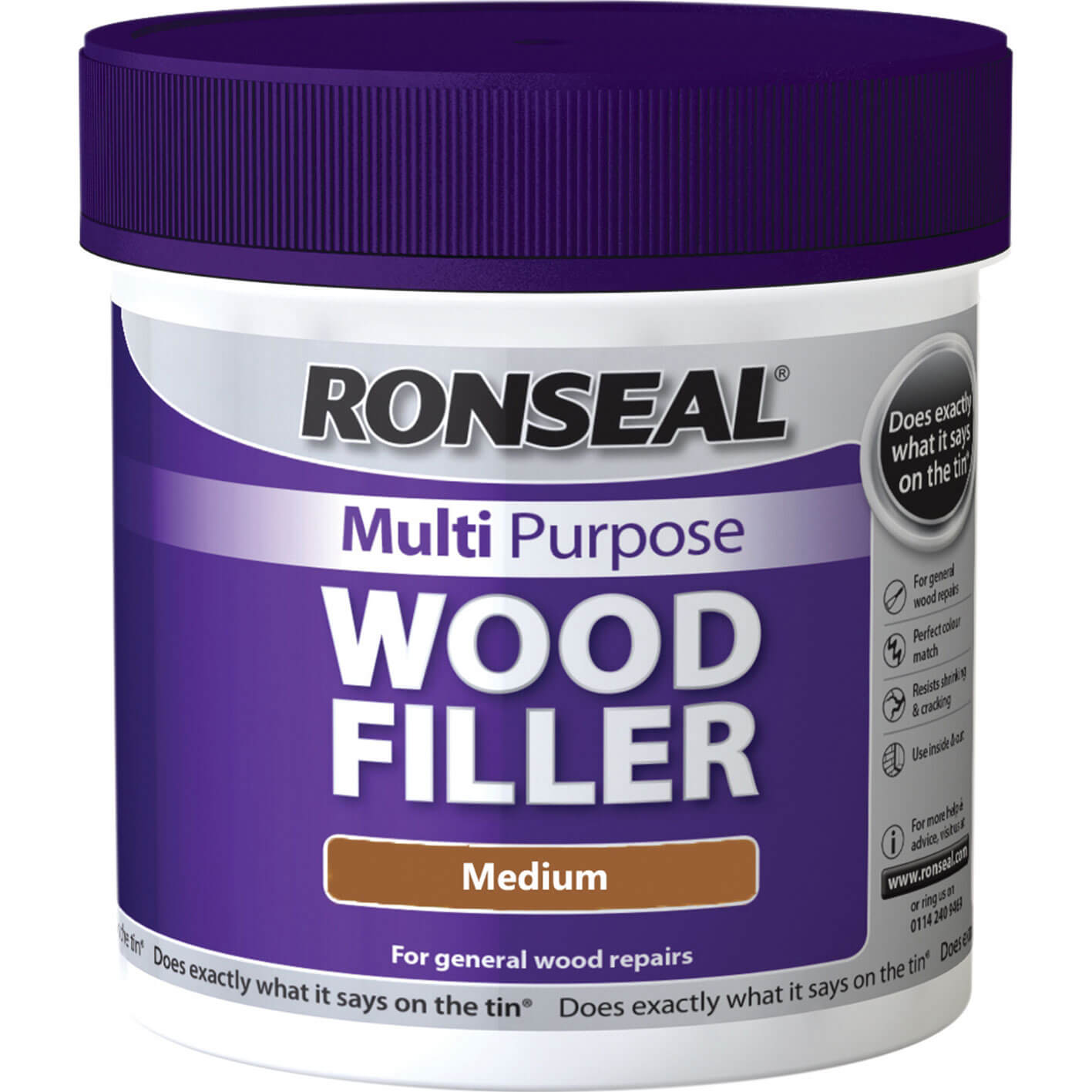 Image of Ronseal Multi Purpose Wood Filler Tub Medium 465g