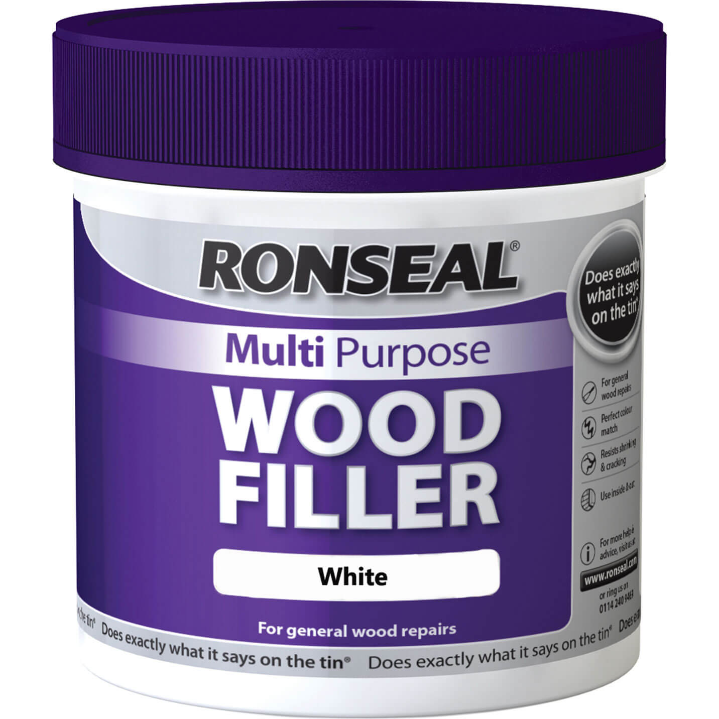 Image of Ronseal Multi Purpose Wood Filler Tub White 465g