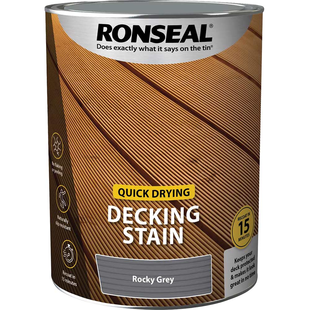 Ronseal Quick Drying Decking Stain 5l Rocky Grey