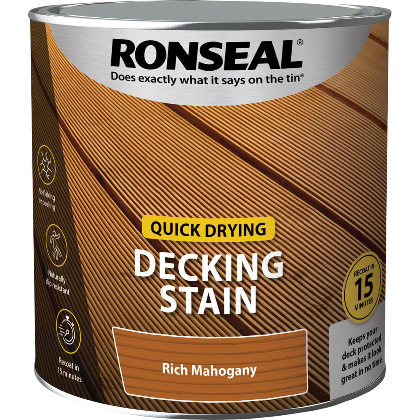 Image of Ronseal Quick Drying Decking Stain 2.5l Rich Mahogany