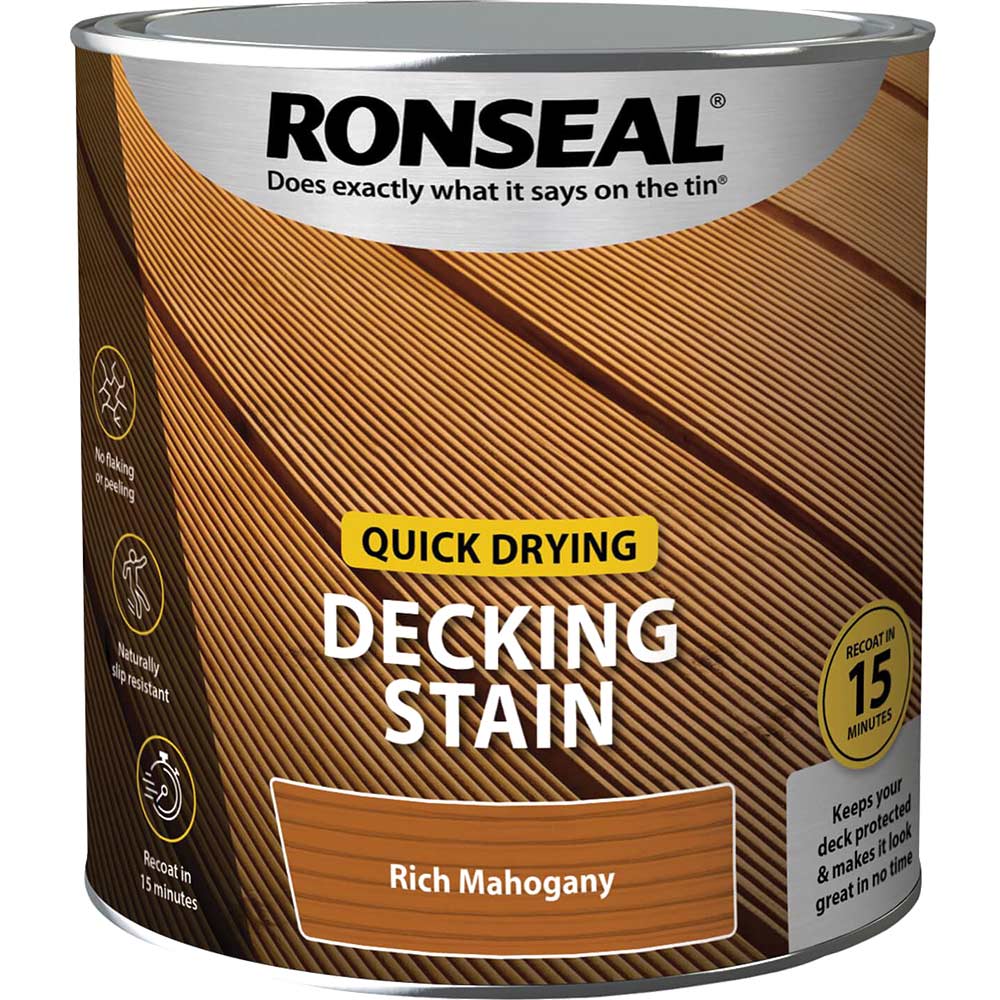 Ronseal Quick Drying Decking Stain 2.5l Rich Mahogany