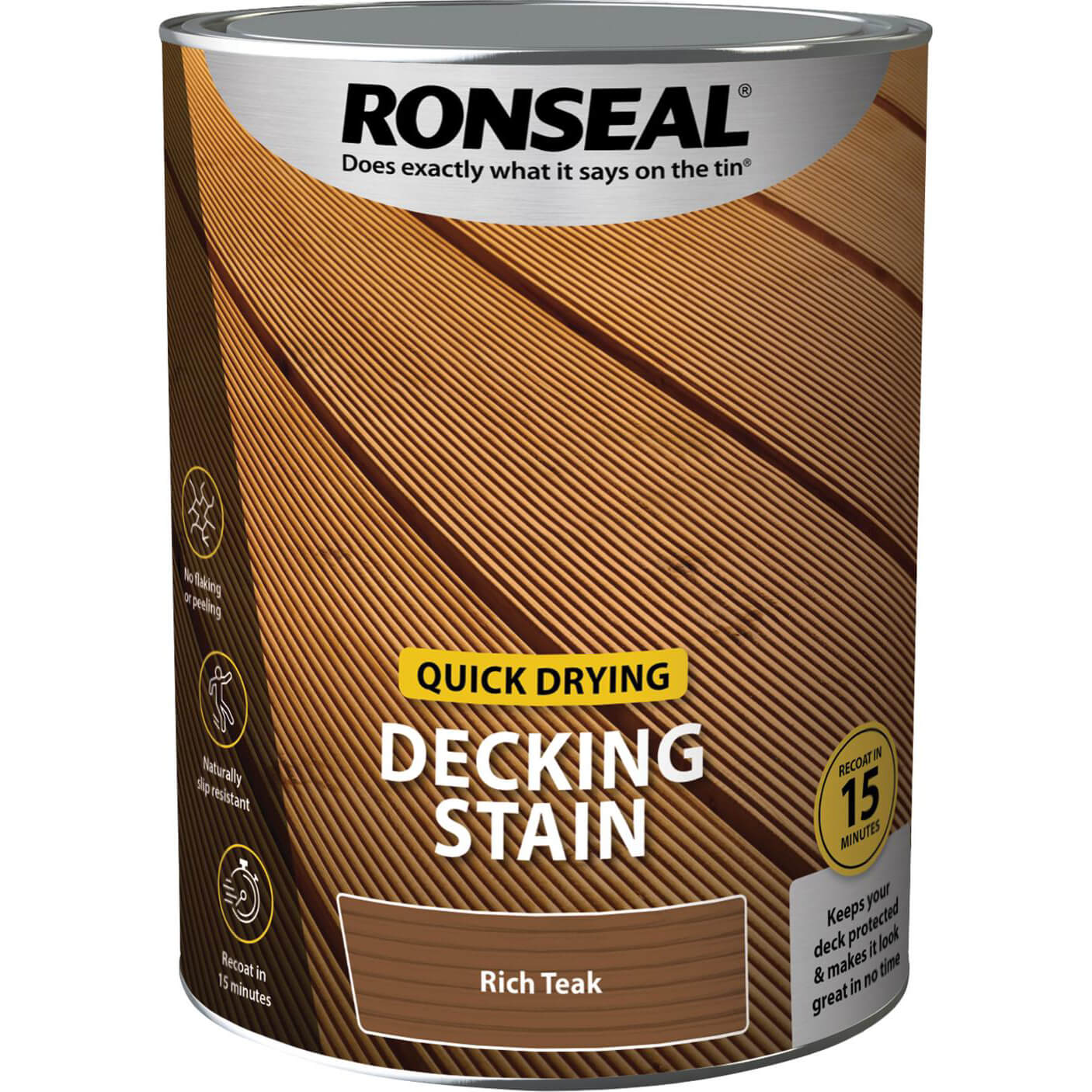 Image of Ronseal Quick Drying Decking Stain 5l Rich Teak