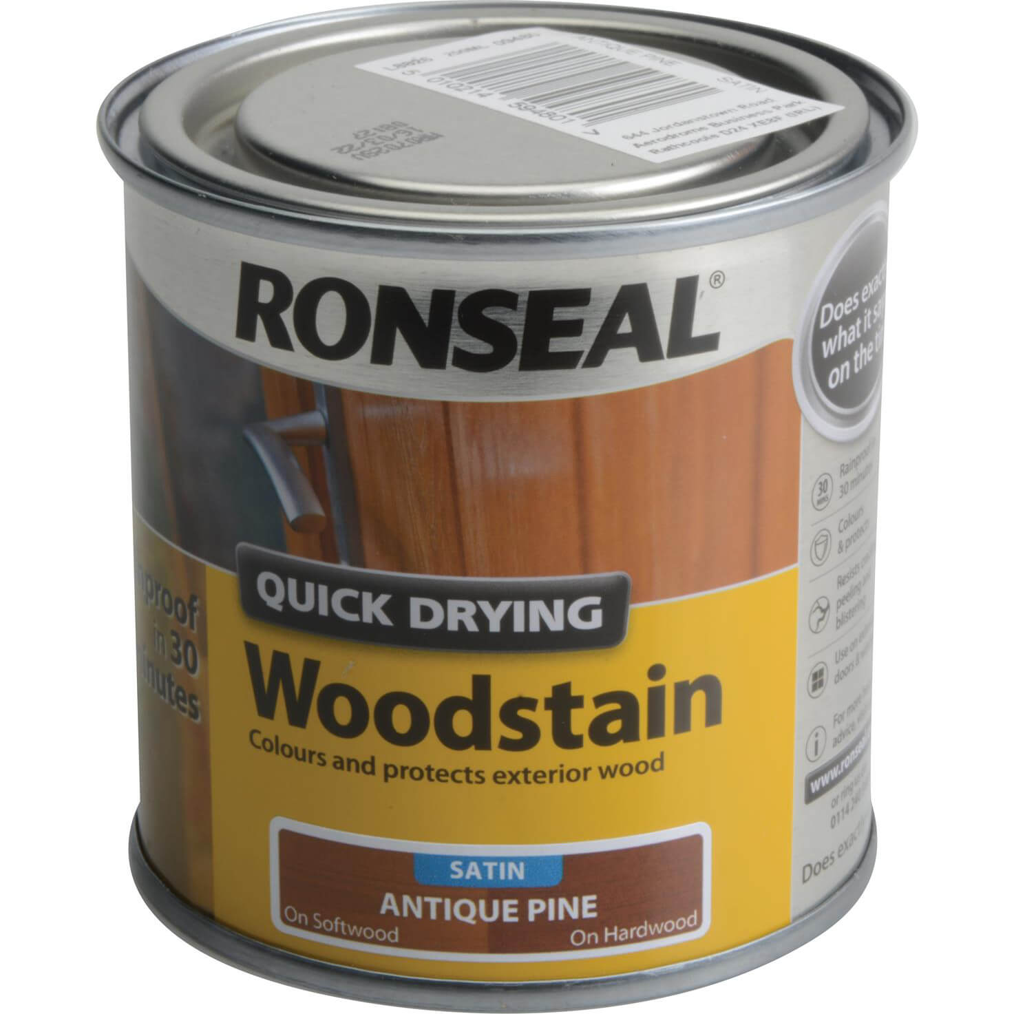 Image of Ronseal Quick Dry Satin Woodstain Antique Pine 250ml