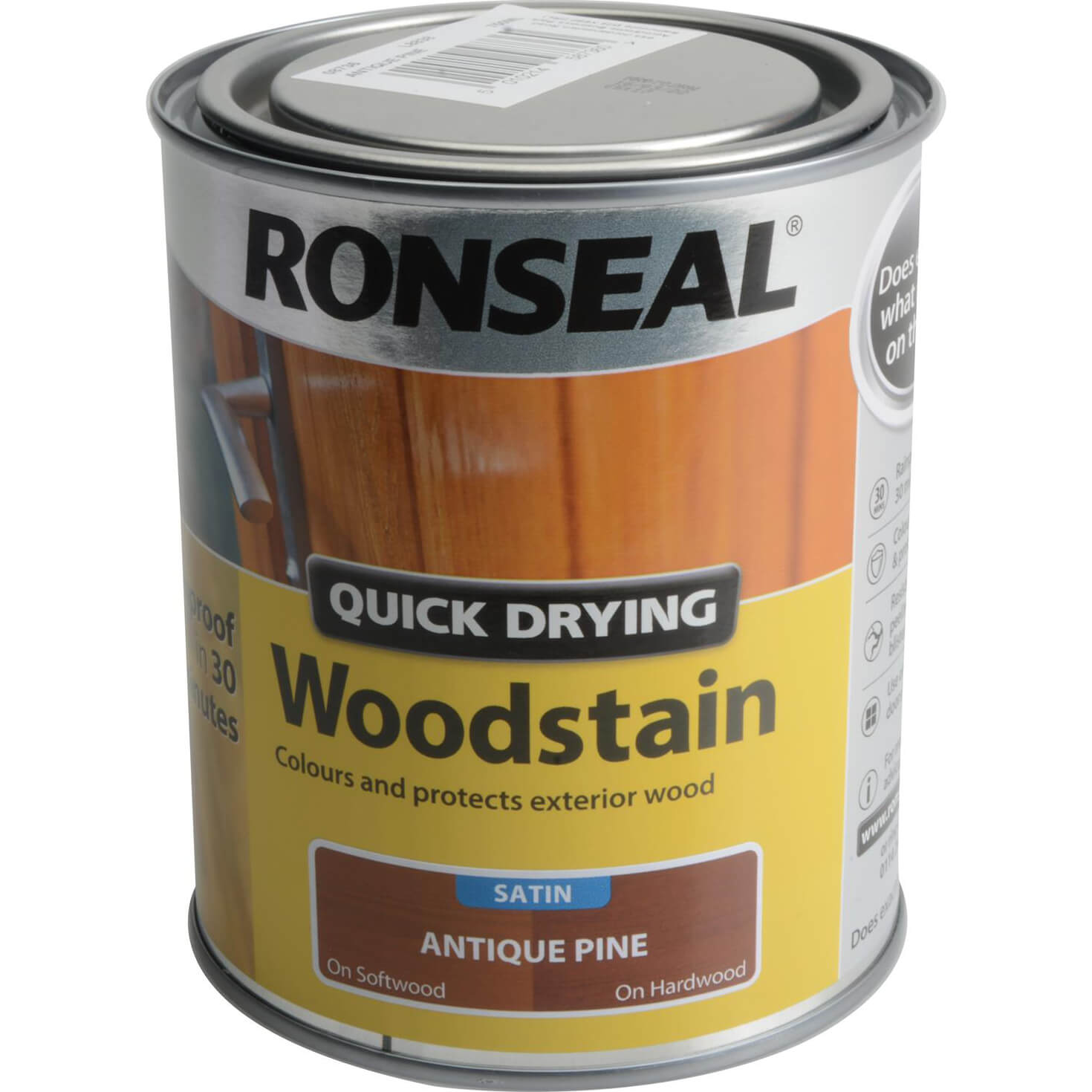 Image of Ronseal Quick Dry Satin Woodstain Antique Pine 750ml