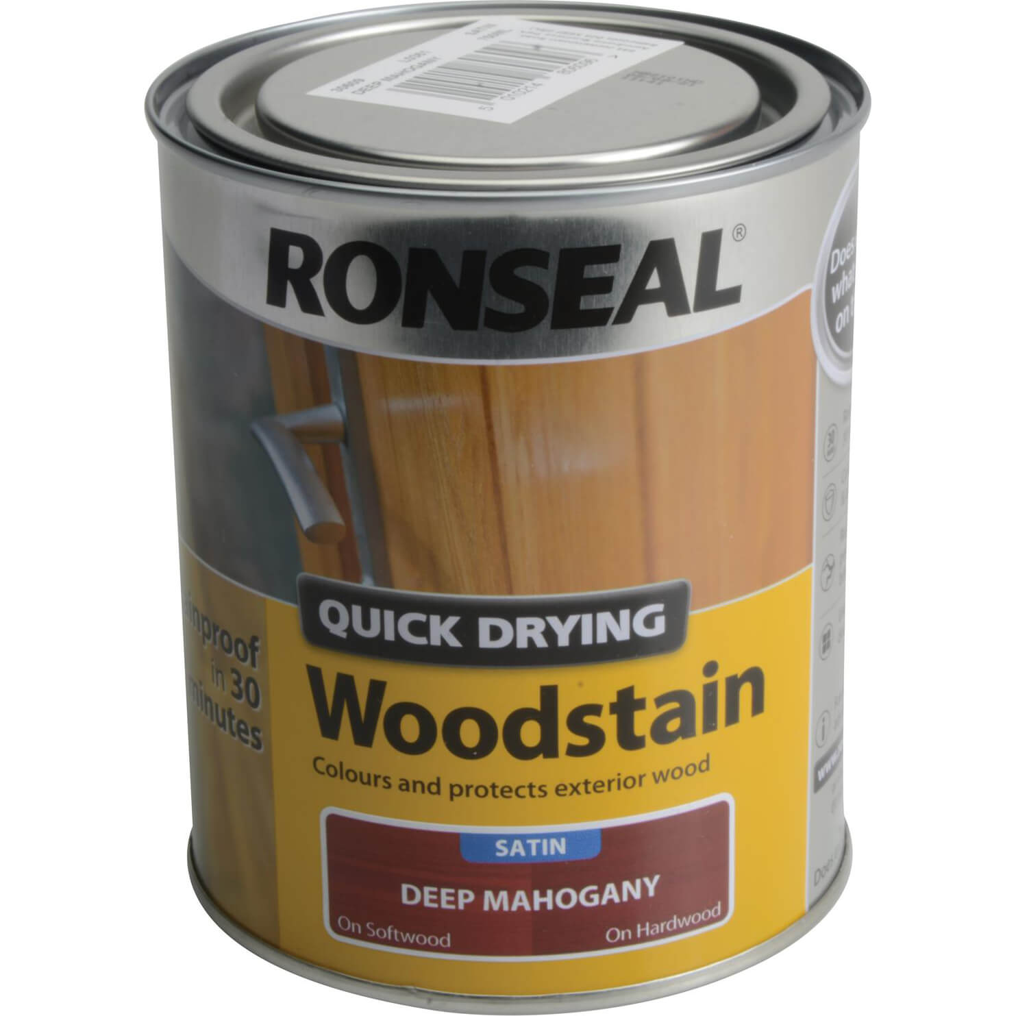 Image of Ronseal Quick Dry Satin Woodstain Deep Mahogany 750ml