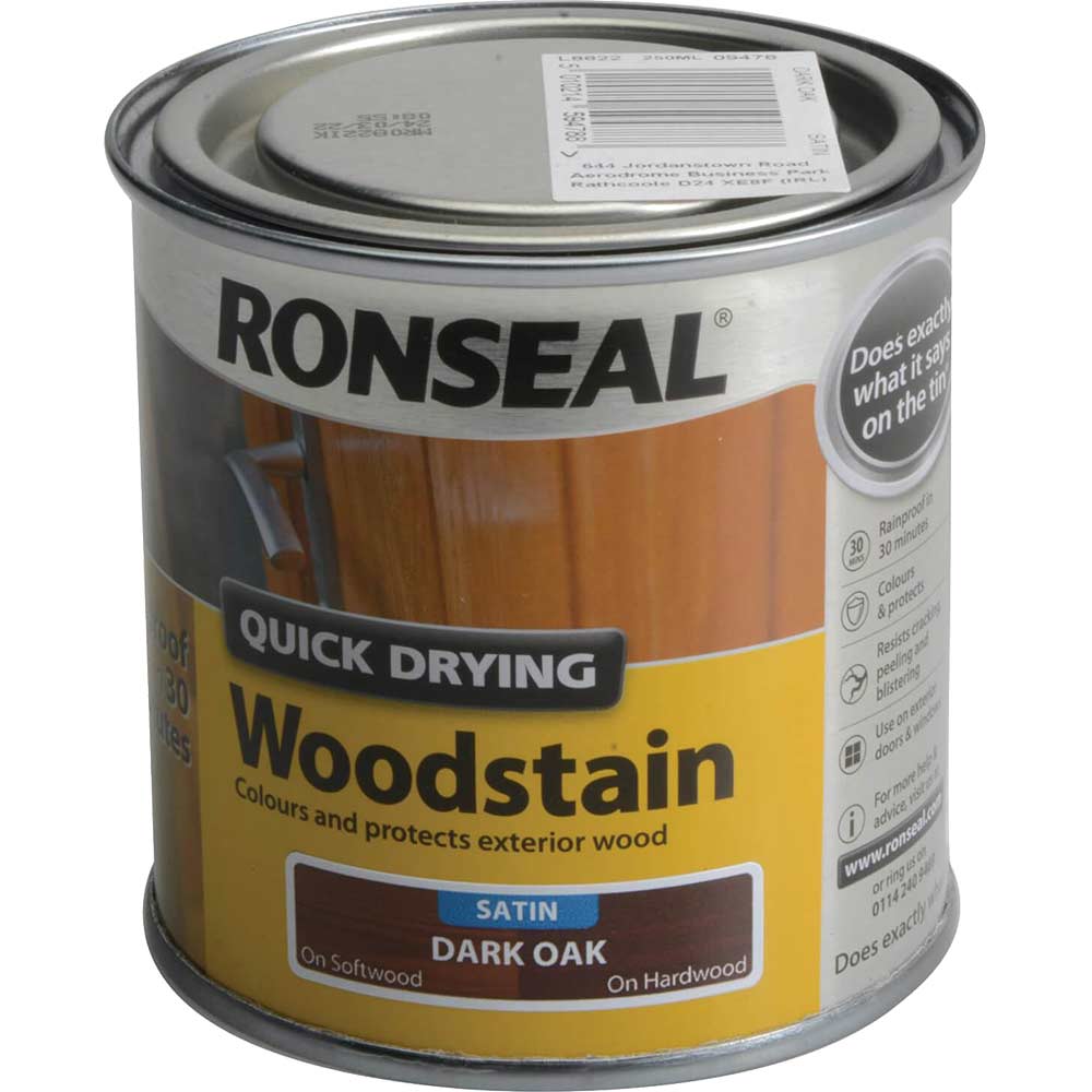 Ronseal Quick Dry Satin Woodstain Dark Oak 250ml