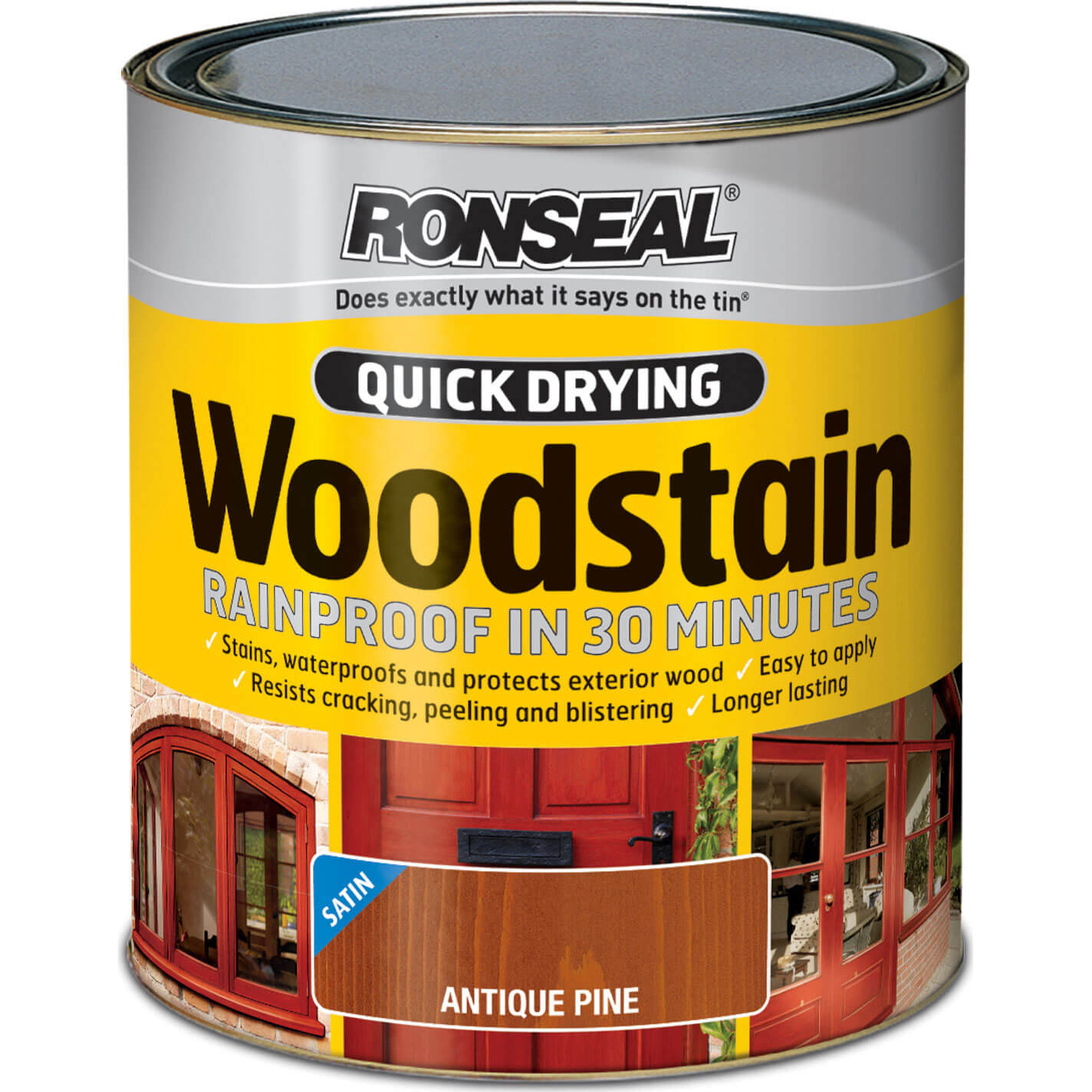 Image of Ronseal Quick Dry Satin Woodstain Dark Oak 750ml