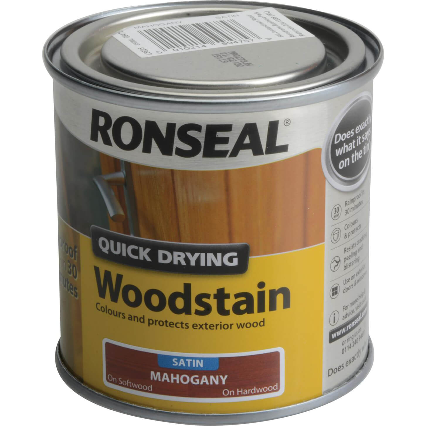 Image of Ronseal Quick Dry Satin Woodstain Mahogany 250ml