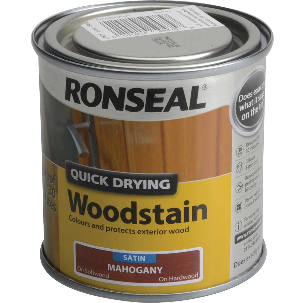 Image of Ronseal Quick Dry Satin Woodstain Mahogany 250ml