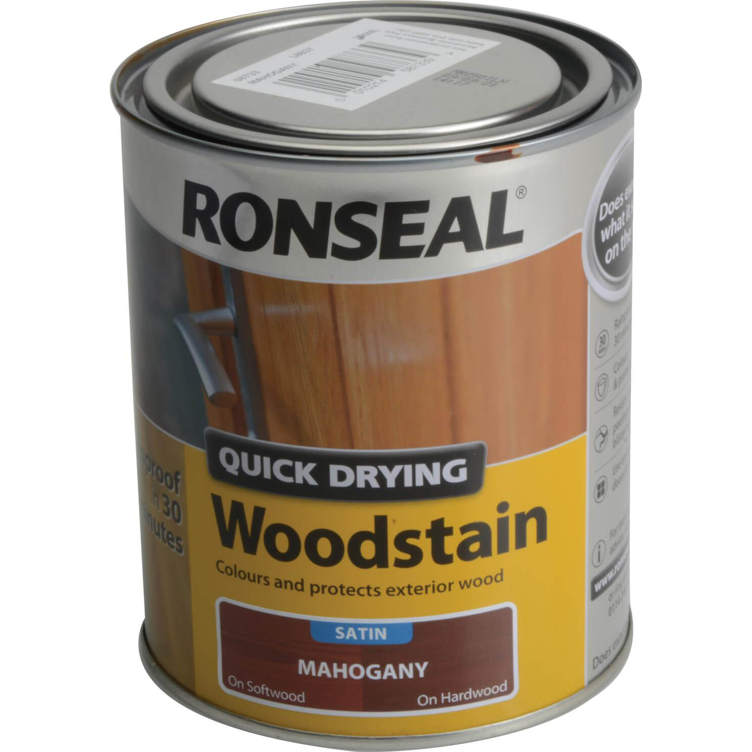 Image of Ronseal Quick Dry Satin Woodstain Mahogany 750ml