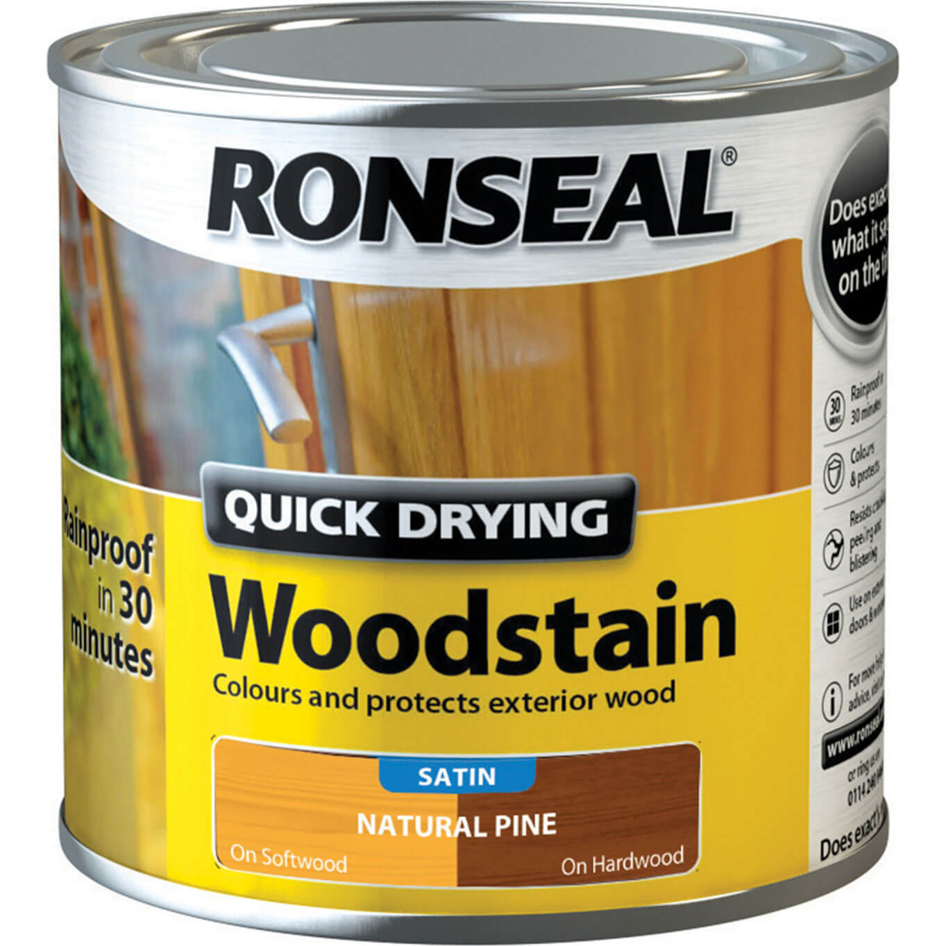 Image of Ronseal Quick Dry Satin Woodstain Natural Pine 250ml