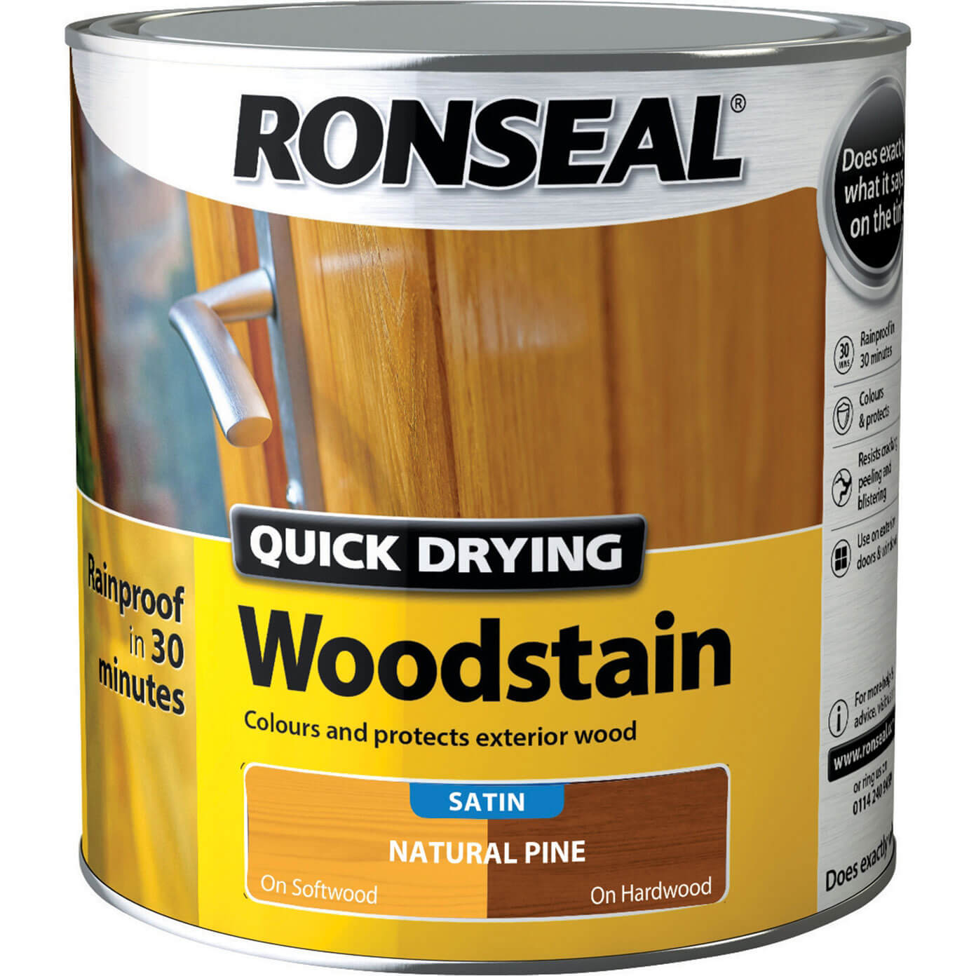 Image of Ronseal Quick Dry Satin Woodstain Natural Pine 2.5l