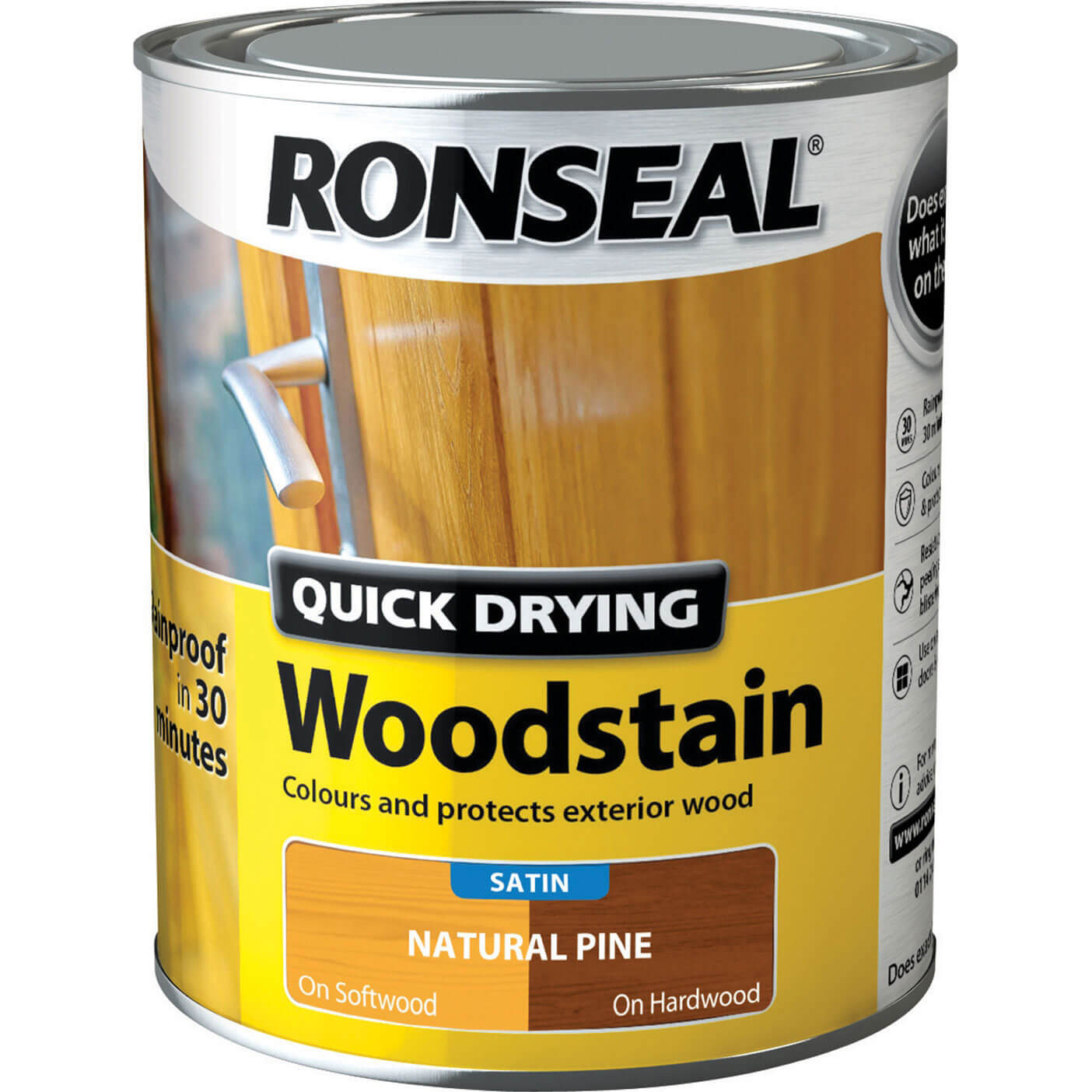 Image of Ronseal Quick Dry Satin Woodstain Natural Pine 750ml