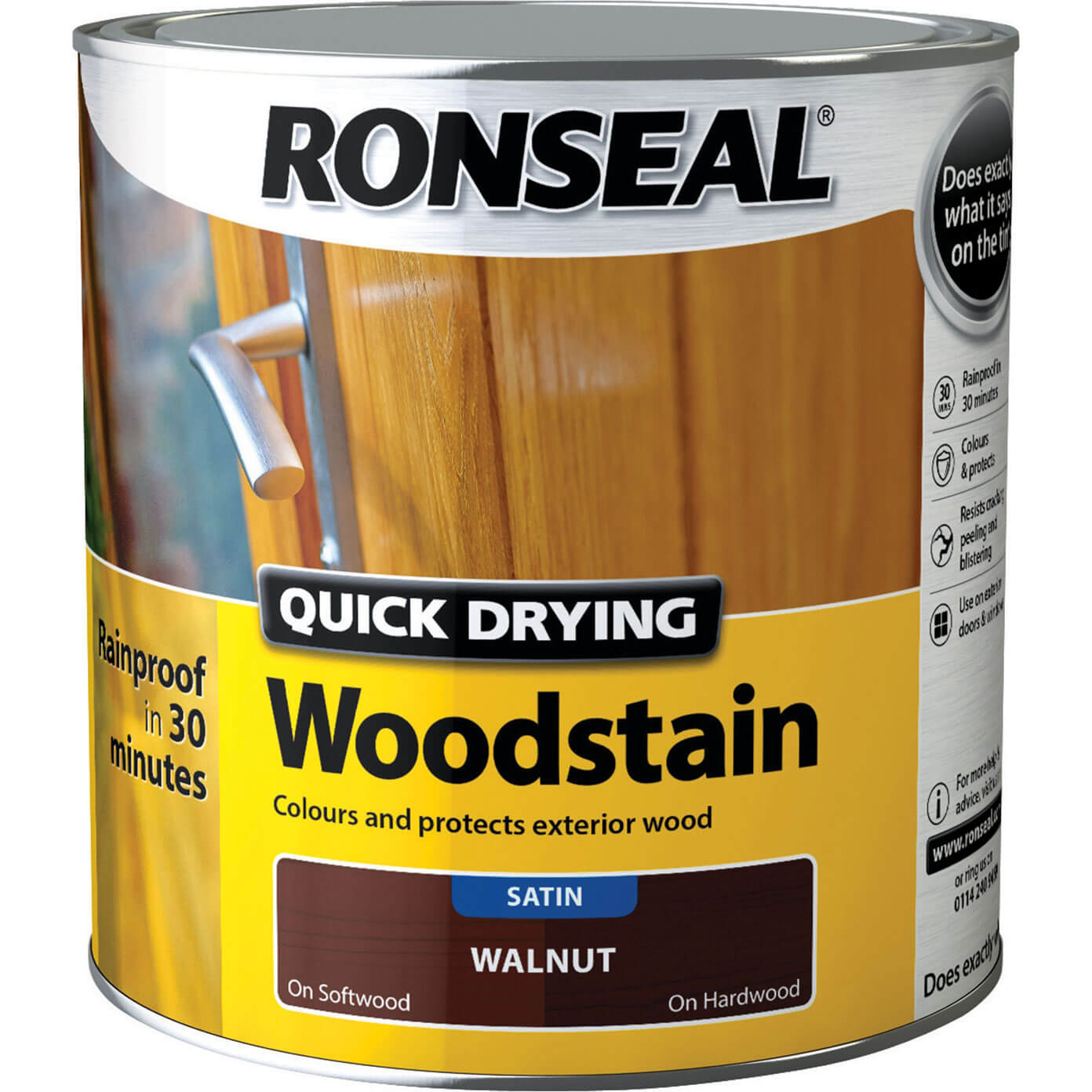 Image of Ronseal Quick Dry Satin Woodstain Smoked Walnut 2.5l