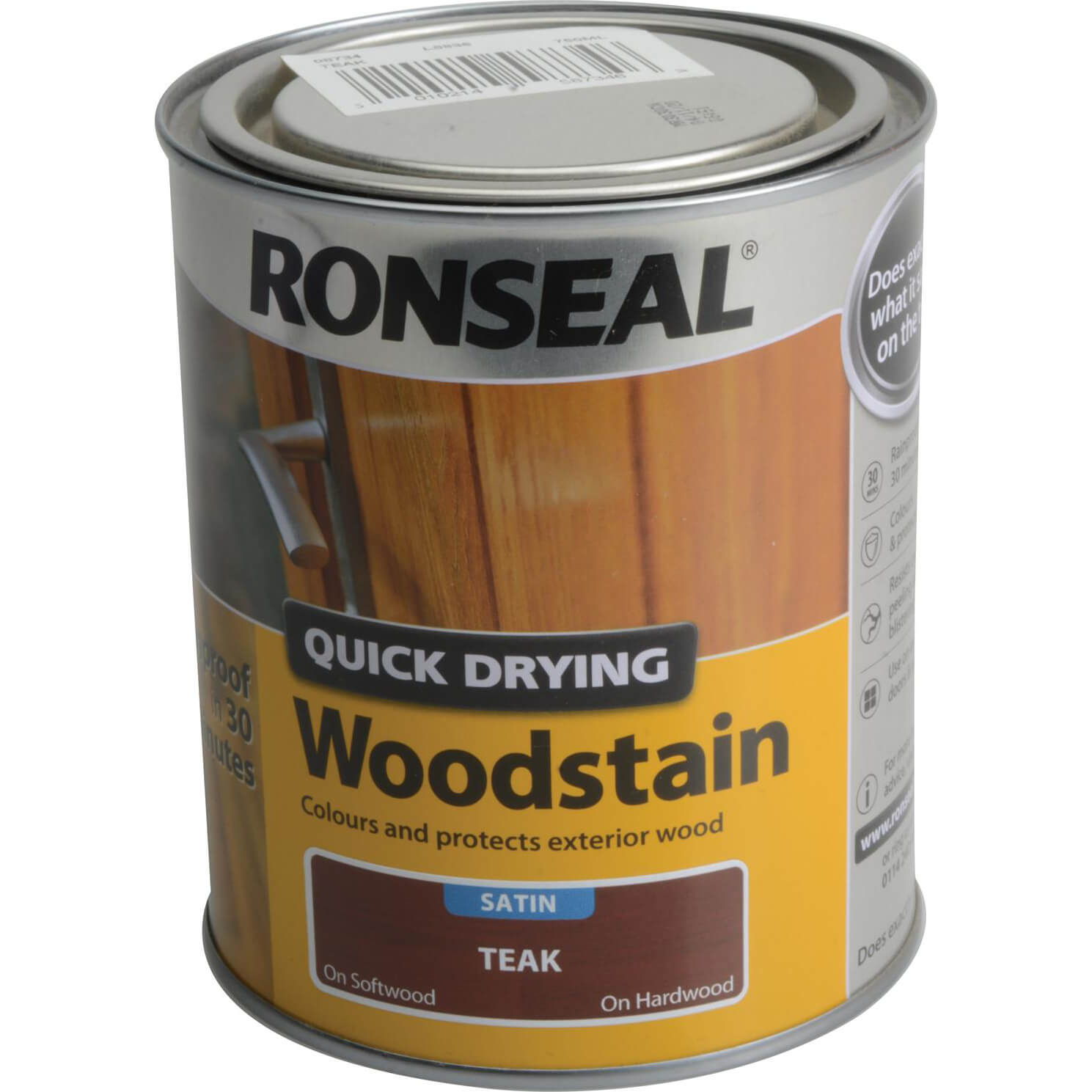 Image of Ronseal Quick Dry Satin Woodstain Teak 750ml