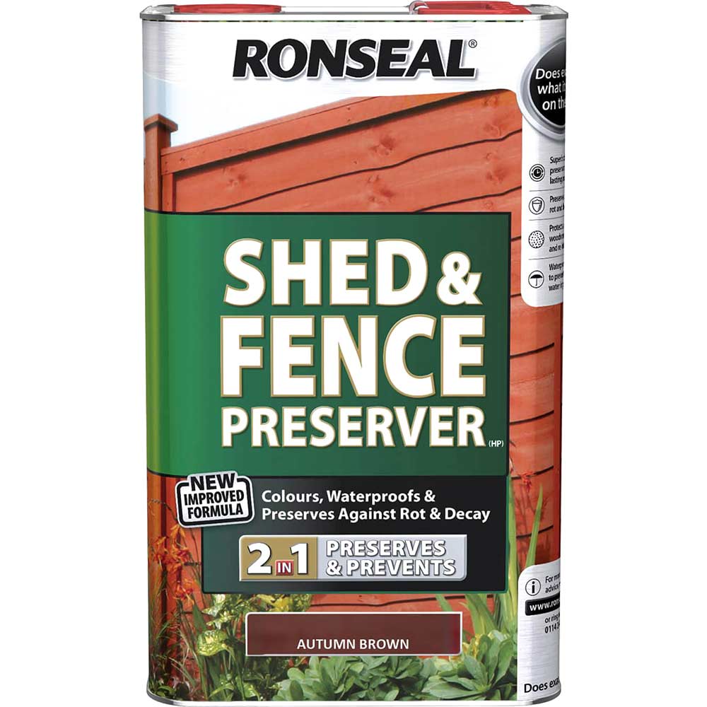 Ronseal Shed and Fence Preserver Autumn Brown 5l