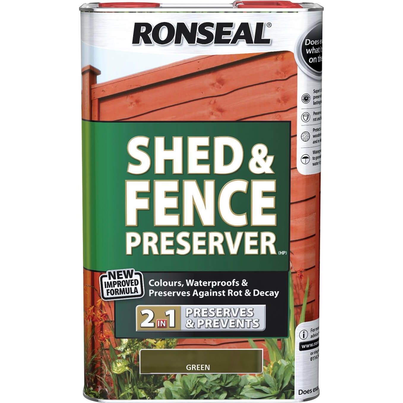Image of Ronseal Shed and Fence Preserver Green 5l