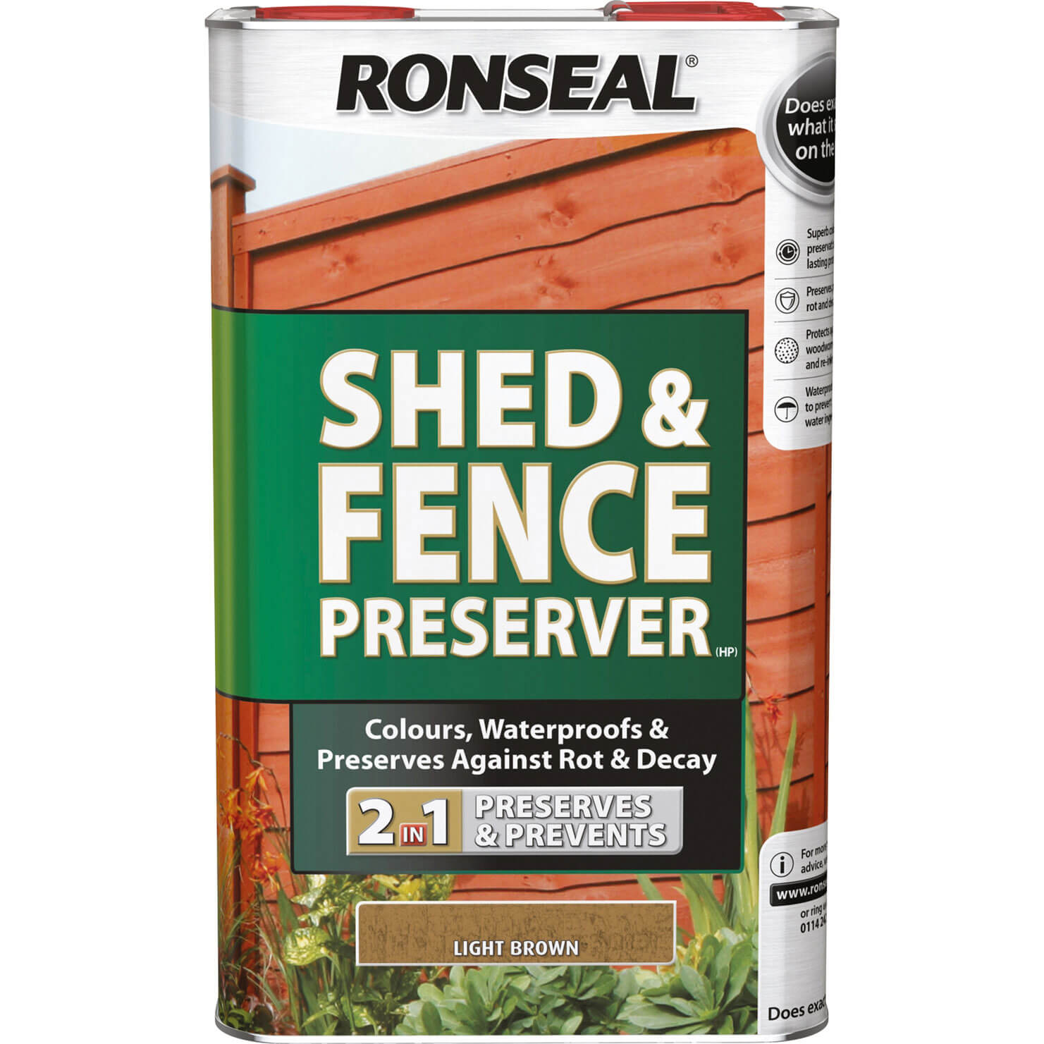 Ronseal Shed and Fence Preserver Light Brown 5l