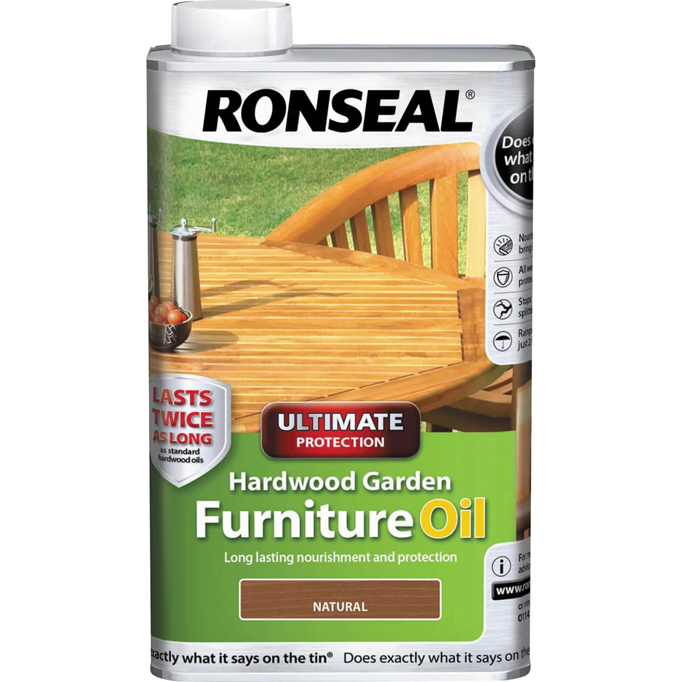 Image of Ronseal Ultimate Protection Hardwood Garden Furniture Oil Clear 500ml