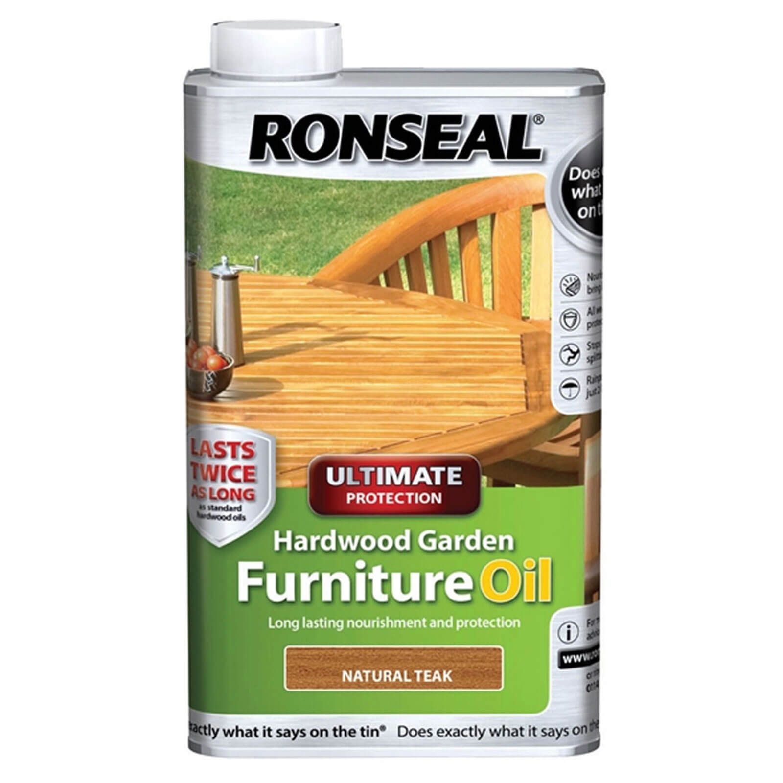 Image of Ronseal Ultimate Protection Hardwood Garden Furniture Oil Teak 1l