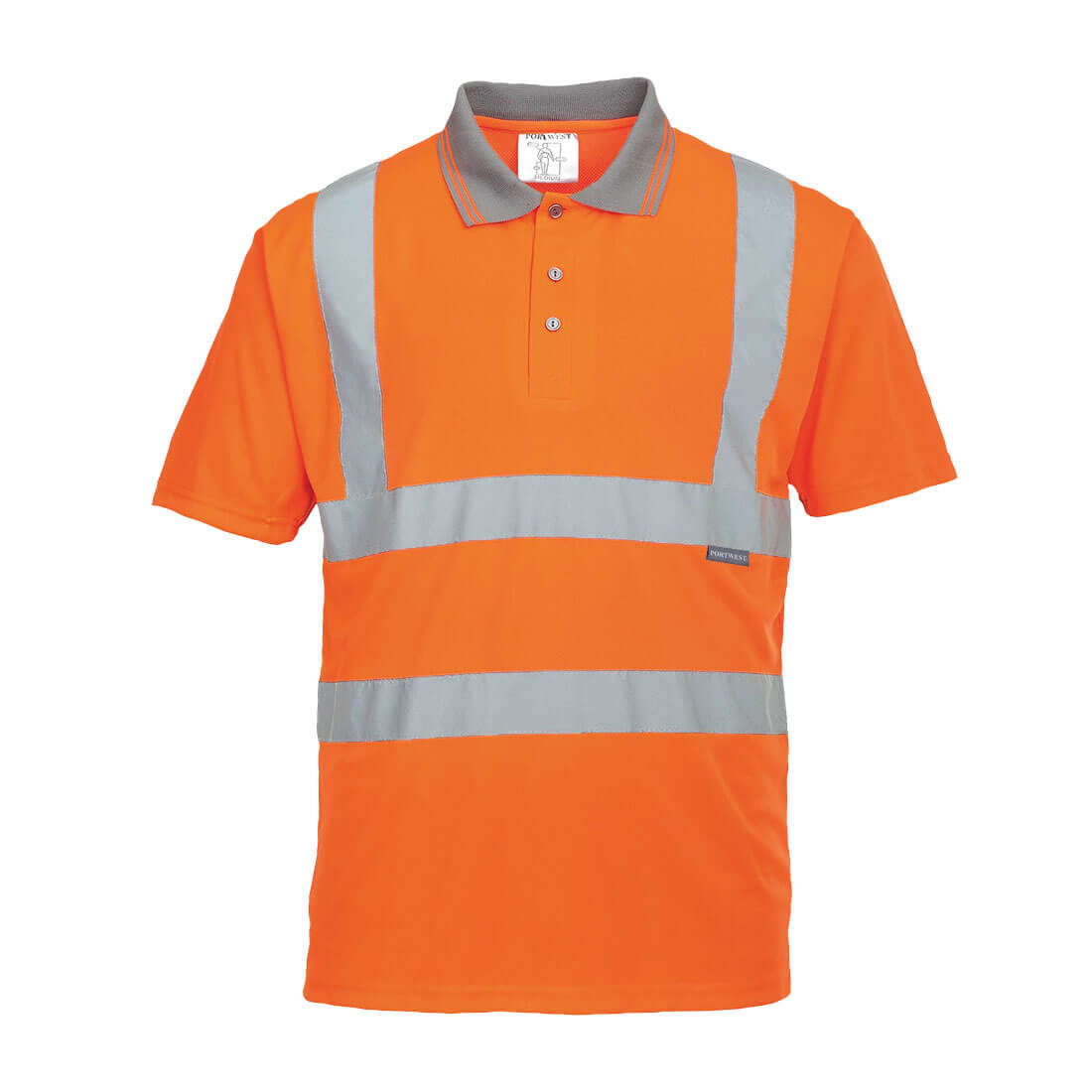 Image of Portwest Mens Hi Vis Polo Short Sleeve Shirt Orange M