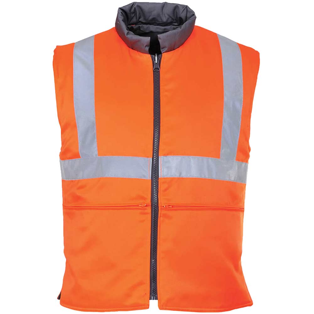 Image of Portwest Reversible Hi Vis Bodywarmer Orange S