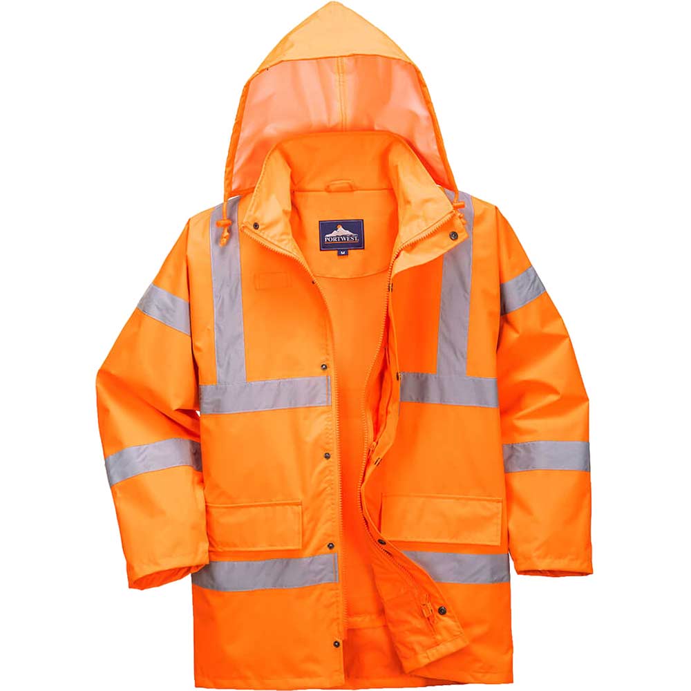 Oxford Weave 300D Class 3 Breathable Hi Vis Jacket Orange 3XL