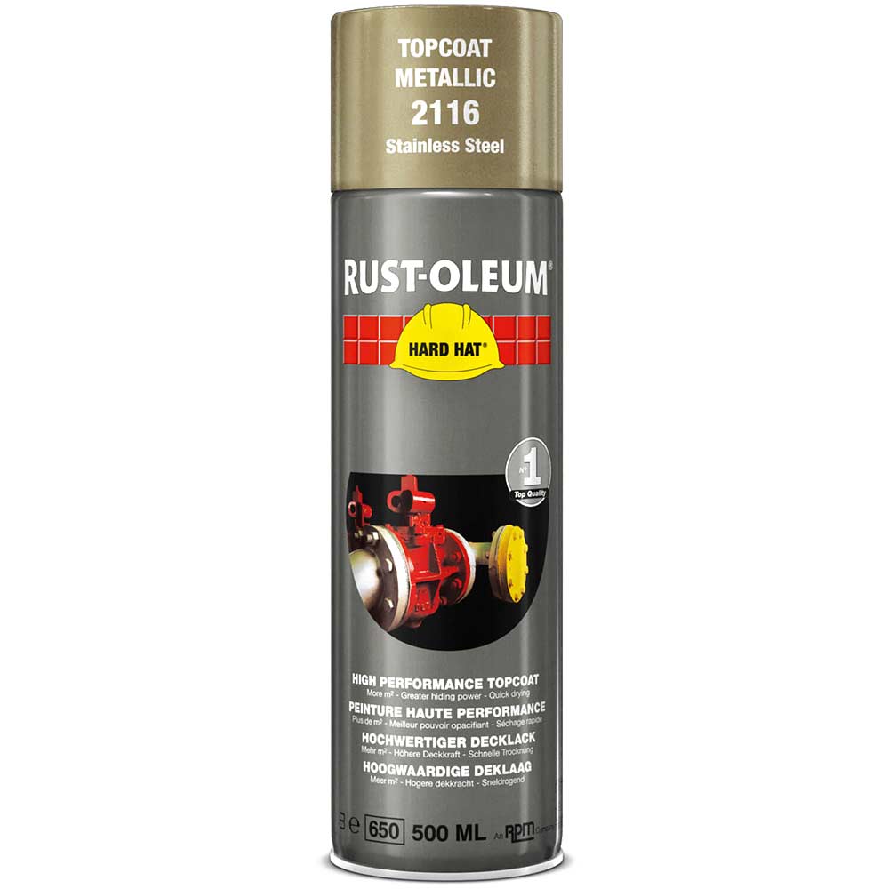 Image of Rust Oleum Hard Hat Stainless Steel Spray Paint Stainless Steel 500ml