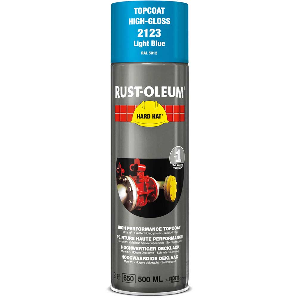 Image of Rust Oleum Hard Hat Metal Spray Paint Light Blue 500ml